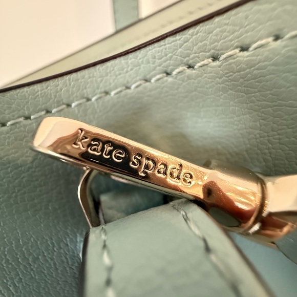 Kate Spade New York Light Blue Leather Tote Crossbody Bag Silver Hardware - Picture 7 of 9